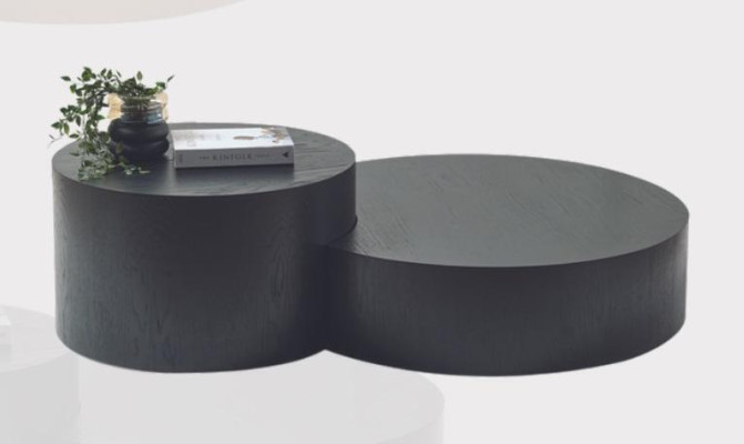 Mūsdienīgs melns galds komplekts dizaina apaļš kafijas galds palīgai