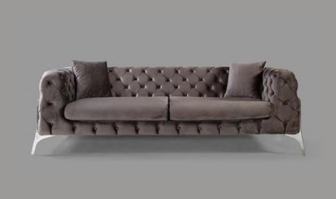 Chesterfield pelēks dīvāns 3-vietīgs dzīvojamās istabas dīvāns Tekstila pārklājums