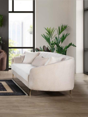 Luksusa dzīvojamā istabas dīvāns komplektā ar krēsliem brūns beige 3+3+1 sēdvietām