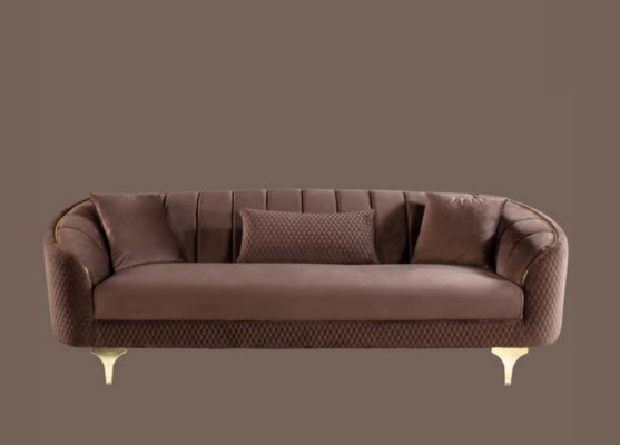 Luksusa dzīvojamā istabas dīvāns komplektā ar krēsliem brūns beige 3+3+1 sēdvietām