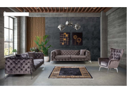 Sofas komplekts Taupe krēsls 331 trīsvietīgais Chesterfield komplekss.