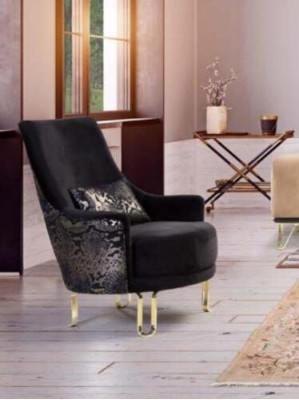 Sofagarnitūra Melna gulta 3+3+1 vietas krēsls Elegantais metāls audekls
