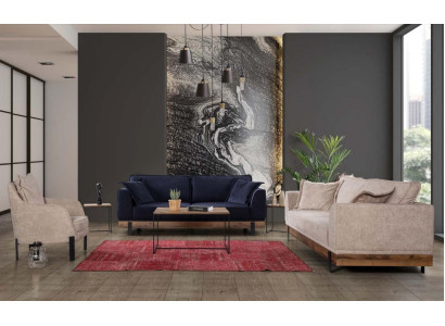 Sofas komplekts - dīvāns, krēsls, dīvāns, trīsvietīgais 3+3+1 vietas komplekts Moderns