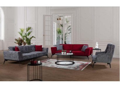Sofas komplekts 331 Sēdeklis Polster Sofa dzīvojamā zona Mēbeles Sarkanā Pelēka