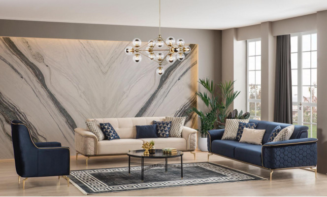 Sofagarnitur Garnitur Sofas Sofa Krēsli Trīspersonu 3+3+1 Sēdekļi Auduma Grupa Neuu