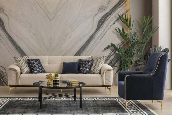 Sofagarnitur Garnitur Sofas Sofa Krēsli Trīspersonu 3+3+1 Sēdekļi Auduma Grupa Neuu