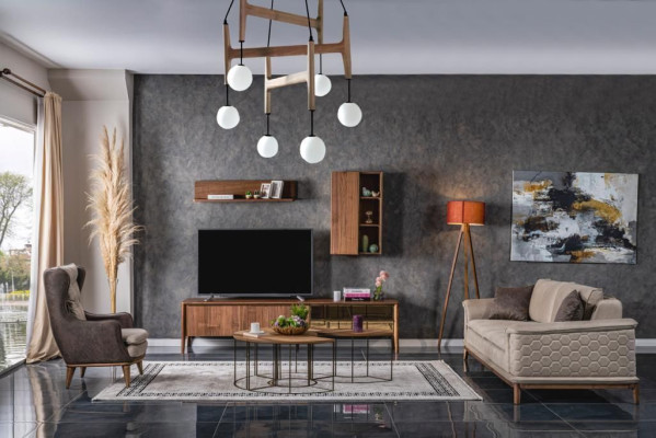 Garderobe Dīvāna komplekts Luxus 3+3+1 krēsla Dīvāns Aušš Sēdekļa dīvāns Moderns Brūns