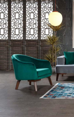 Sofas komplekts 3+3+1 sēdvietu dizaina dzīvojamais stūris pelēkā tumši zilā un zaļā krāsā.