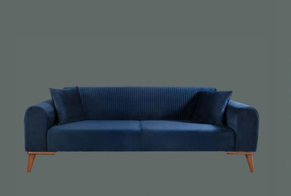 Sofagarnitūra 3+3+1 sēdētspēja dīvāns krēsls Royal Blue Sofa Samt 3 gabali
