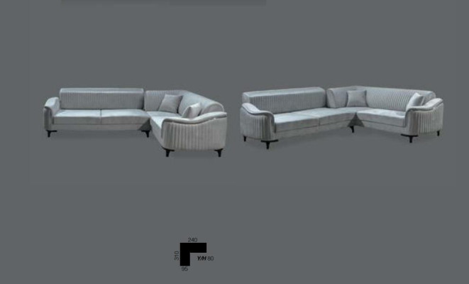 Apgaismojuma stieņi L formā Sofa Polster Tekstils Eknomanieka sudraba pelēka 310x240