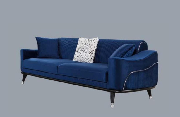 Sofasets 3+3+1 ​​Sēdvietas Kanapes Apgalvoti Dīvāni Koki pelēks zils Veltņu