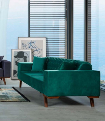 Sofas komplekts 3+3+1 sēdvietas Dzīvojamais stils Dīvāns Sofa Violeta Tirkuāzija