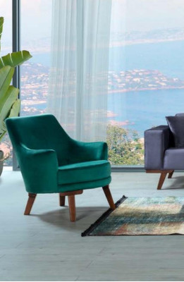 Sofas komplekts 3+3+1 sēdvietas Dzīvojamais stils Dīvāns Sofa Violeta Tirkuāzija