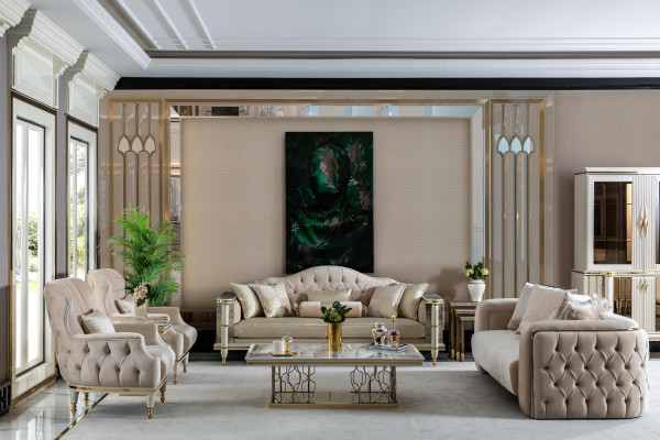 Sēdekļa gults Beige Elegantā auduma pārklājums 1-vietīgs Chesterfield moderns dzīvojamā istaba jauns