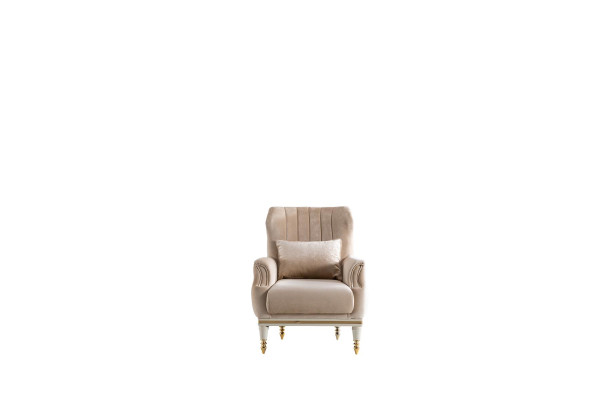Sēdekļa gults Beige Elegantā auduma pārklājums 1-vietīgs Chesterfield moderns dzīvojamā istaba jauns