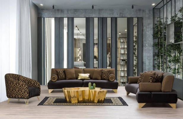 Sofas komplekts Divvietīgs dīvāns Dīvāns Krēsls Trijvietīgs 3+3+1 galdiņu komplekts Auduma grupa Jauns