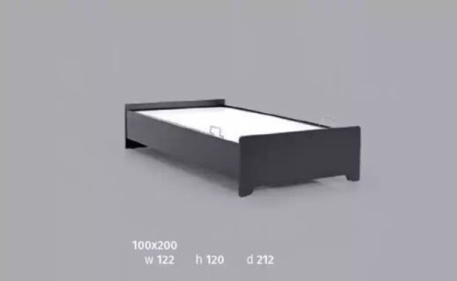 Dizainera gultas bērnu gultas melna moderna jauniešu gulta 100x200cm