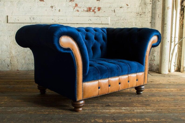 Chesterfield auduma mīkstas mēbeles 1-vietīgā dīvāns dizaina luksusa auduma dīvāns.