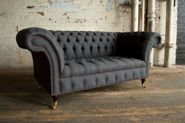 Chesterfield tekstila dīvāns 2-vietīgs luksusa dīvāns mēbelēts dīvāns dizaina auduma dīvāns