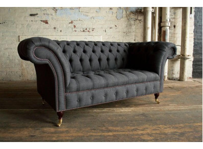 Chesterfield tekstila dīvāns 2-vietīgs luksusa dīvāns mēbelēts dīvāns dizaina auduma dīvāns