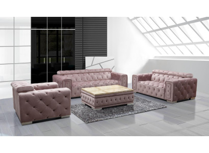 Dīvāns komplekts garnitūra Pildījuma dizains Chesterfield Sofas komplekts 3+3 9914 Samts komplekts
