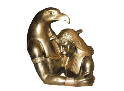 Ēģiptes Ramses II ziloņkaula baste ar ērgli egipšu figūras statujas 35 cm