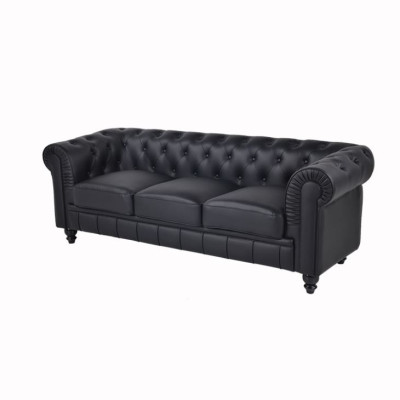 jvmoebel ® Tekstils Sofa Dīvāns - Melns Polster Trīsvietīgs Dīvāns Komplekts Trīsvietīgais