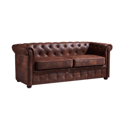 Chesterfield Men's Club Sofa Couch Leather Upholstery Two-Seater Brown NEW jvmoebel ®