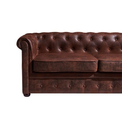Chesterfield Men's Club Sofa Couch Leather Upholstery Two-Seater Brown NEW jvmoebel ®