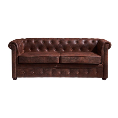 Chesterfield Men's Club Sofa Couch Leather Upholstery Two-Seater Brown NEW jvmoebel ®