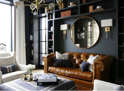 Braun Chesterfield 3 sēdvietu klasiskā luksusa dīvāns ādas dīvāns ar stilu trīsvietī.