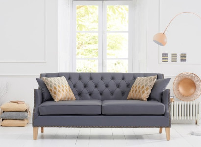 Dīvāns Pelēka Chesterfield biroja sofa uzņēmēja dīvāns ādas tekstilas jaunu mēbeļu jvmoebel ®