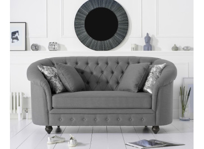 Klasiskā tekstila dīvāns - Pelēkais Chesterfield auduma dīvāns 2-vietīgs Jaunums jvmoebel ®