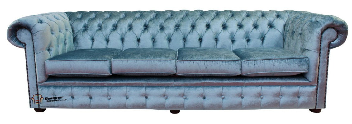 Chesterfield 4 sēdvietu Klasiskā Lux Baroka Rokoko dīvāns ar audekls un āda.