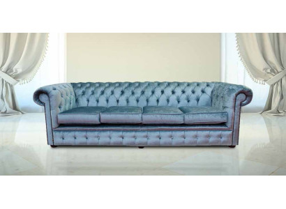 Chesterfield 4 sēdvietu Klasiskā Lux Baroka Rokoko dīvāns ar audekls un āda.