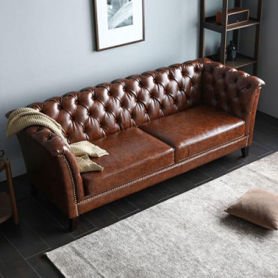 Chesterfield ādas ārdurvis dizains dīvāns luksusa dīvāns klasiskais dīvāns 2 vietu jauns