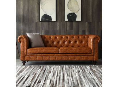 Chesterfield ādas pārklājuma dizaina dīvāns, luksusa dīvāns, klasiskais dīvāns ar 3 sēdvietām, jauns.