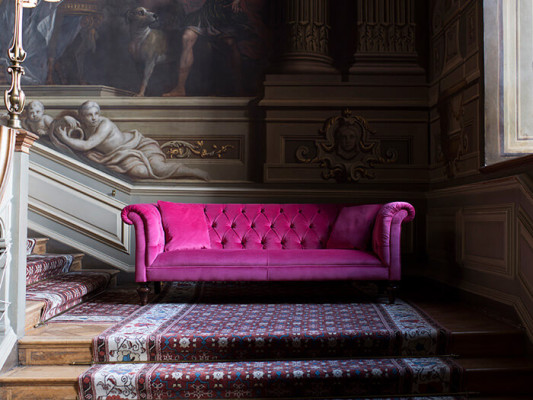 Chesterfield Tekstila iekštelpu dizaina dīvāns Luxus Dīvāns Klasiskais dīvāns 3-vietīgs Jaunums