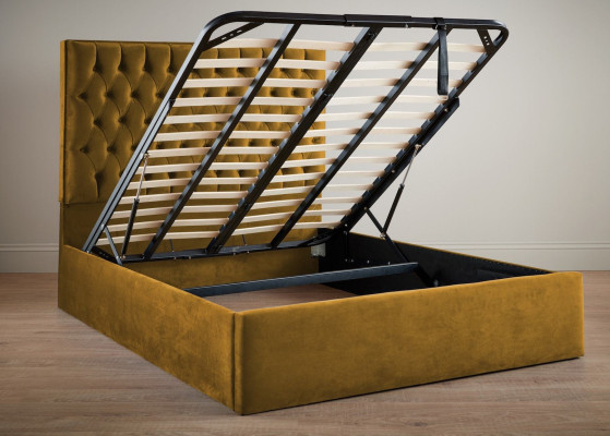 Angļu Chesterfield gultas dizaina polstera gultas korpuss tekstila audums zelts