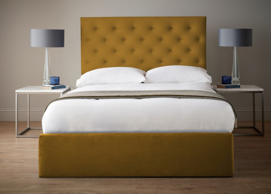 Angļu Chesterfield gultas dizaina polstera gultas korpuss tekstila audums zelts