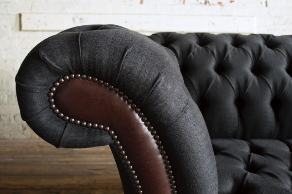 Chesterfield Original Sofa JVMoebel Sofa Tekstila Dīvāns Dīvāns Tērps Melns Jaunums