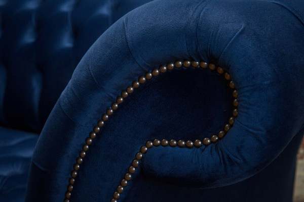 Klasiskais Chesterfield dīvāns Zila apdare Komplektā 2 vietas dīvāns Dīvāns 185 cm