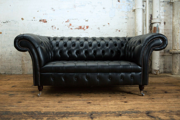 Chesterfield Original Sofa JVMoebel Dīvāns Tekstila Dīvāni Tumši melns Jauns