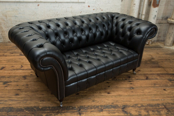Chesterfield Original Sofa JVMoebel Dīvāns Tekstila Dīvāni Tumši melns Jauns
