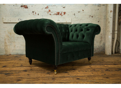 Chesterfield dizaina auduma dīvāns krēsla 1,5-vietīgs mīkstās mēbeles gultas modeļi zaļi samts.