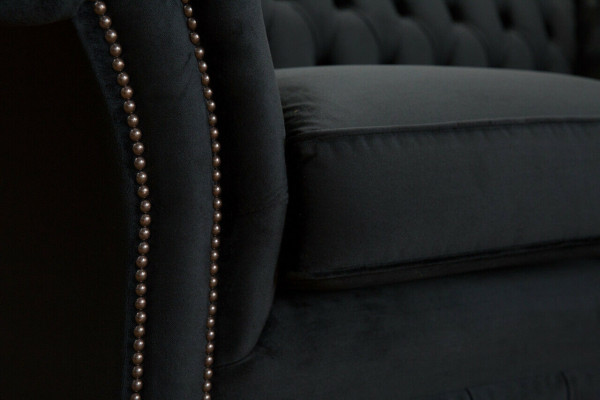 Chesterfield Original Sofa JVMoebel Tekstila Dīvāns, Krēsli, 185cm, Pelēka auduma dīvāns