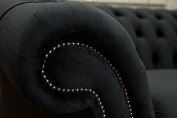 Chesterfield Original Sofa JVMoebel Tekstila Dīvāns, Krēsli, 185cm, Pelēka auduma dīvāns