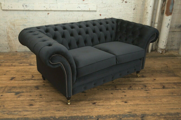 Chesterfield Original Sofa JVMoebel Tekstila Dīvāns, Krēsli, 185cm, Pelēka auduma dīvāns