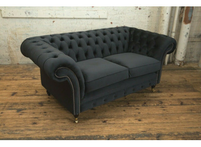 Chesterfield Original Sofa JVMoebel Tekstila Dīvāns, Krēsli, 185cm, Pelēka auduma dīvāns