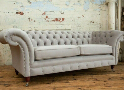 Chesterfield Dīvāns Sofa Polster 3 Sitzer Dīvāni Sēžamvietas Garnitur Sofas Balts Jaunums